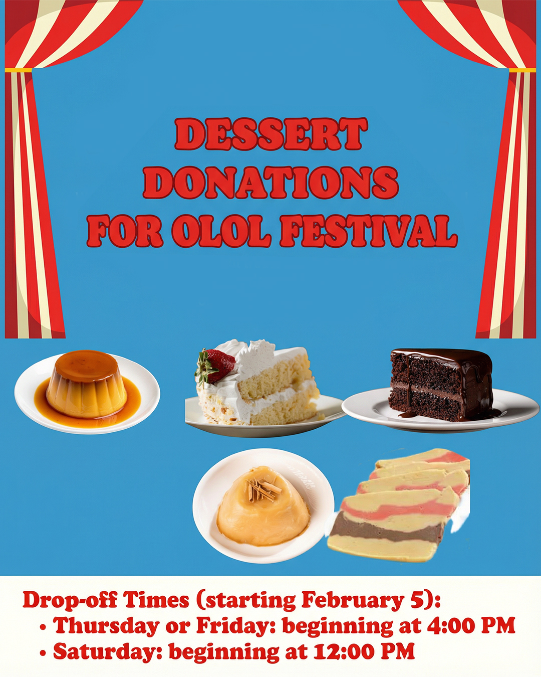 Dessert donations for OLOL Festival