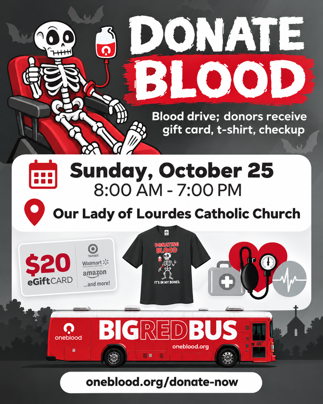 Donate Blood Drive - OneBlood Big Red Bus                                                                                                                                                                                                                                                                   